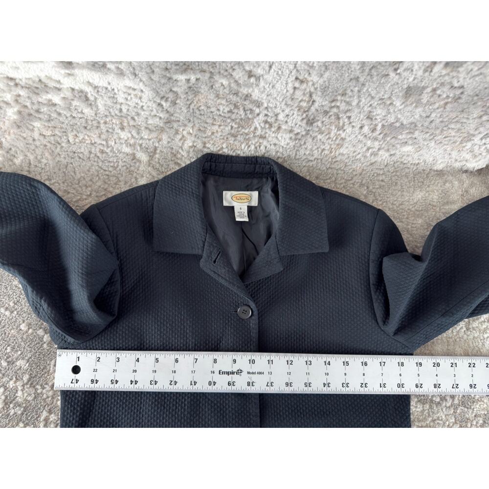 Talbots Size 6 Minimalist Career Blazer Jacket Black Long Sleeve Cotton Lined - Picture 4 of 8